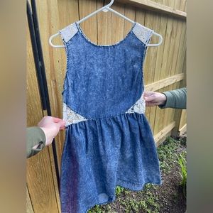 En Crème Denim & crocheted mini dress